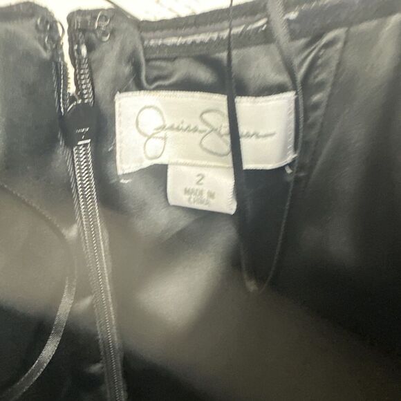 Jessica Simpson Dress Size 2 Orange Green Abstract Floral Lined Strapless - Picture 5 of 8